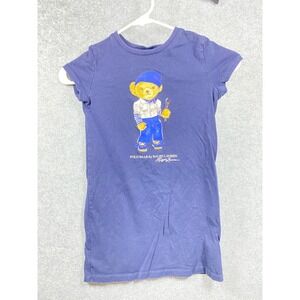 Polo Ralph Lauren Girls Navy Blue Polo Bear Graphic T-Shirt Size 6 Artist Bear